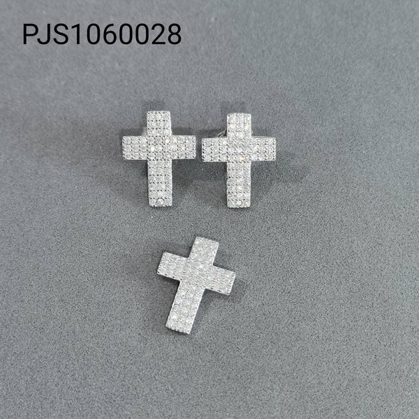 T1N415 JUEGO CRUZ CUADRADA PLATEADA