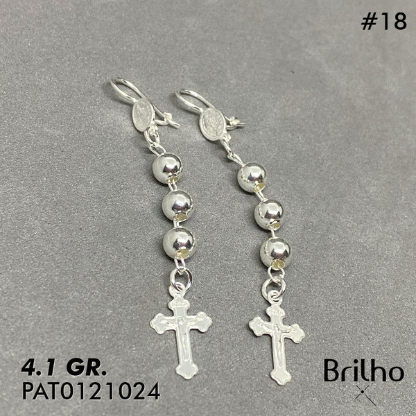 CAT18 ARETE MILAGROSA ARRIBA, TRES BALINES 6MM, DIJE CRUZ