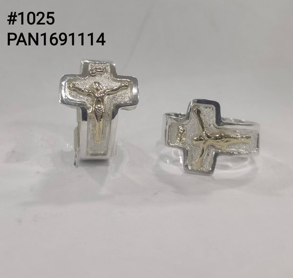CAN1025-5 SIN TALLA ANILLO CRISTO ANCHO ORO PLATA
