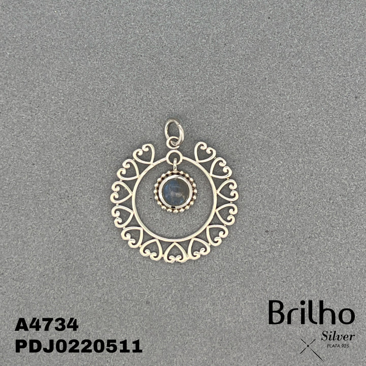 CDJ0170 DIJE CORAZONES Y PIEDRA NATURAL