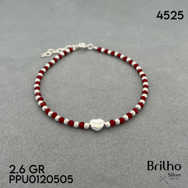 T29N041 PULSERA CORAZîN Y BALINES ROJA