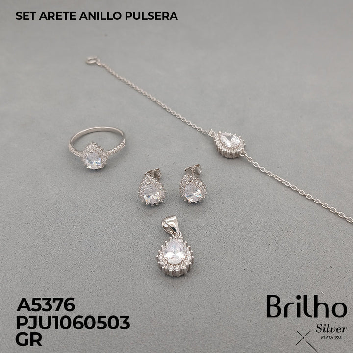 A5376 SET ARETE PULSERA Y  ANILLO