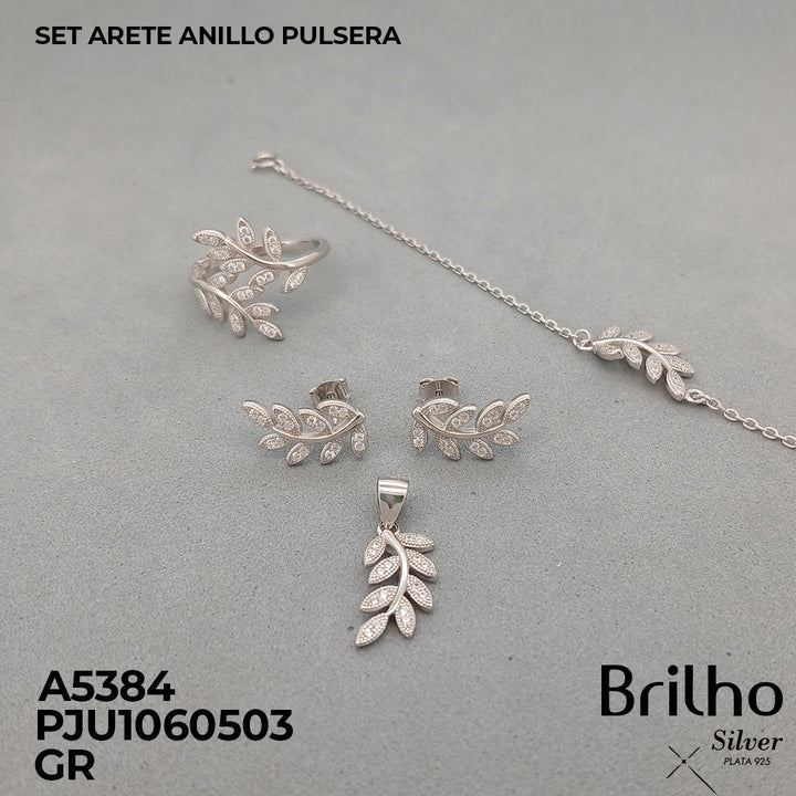 A5384 SET ARETE PULSERA Y  ANILLO CORAZON
