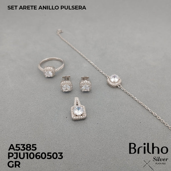 A5385 SET ARETE PULSERA Y  ANILLO CORAZON