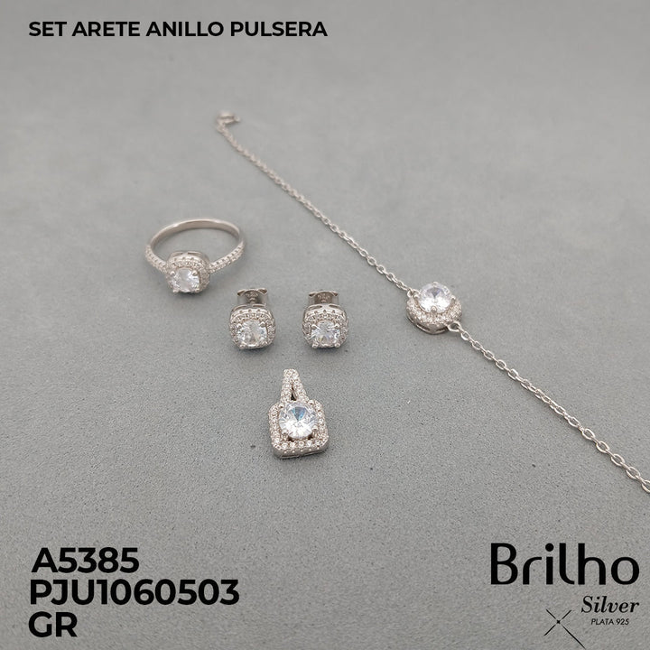 A5385 SET ARETE PULSERA Y  ANILLO CORAZON