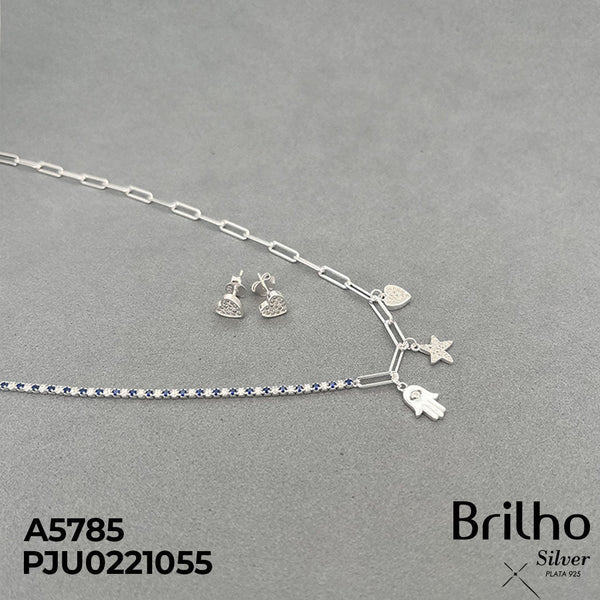 T30N040 JUEGO MICROCIRCONES CORAZîN, ESTRELLA Y MANO HAMSA