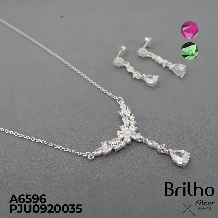 A6596 JUEGO ESPECIAL FLOR GOTA MICROCIRCON