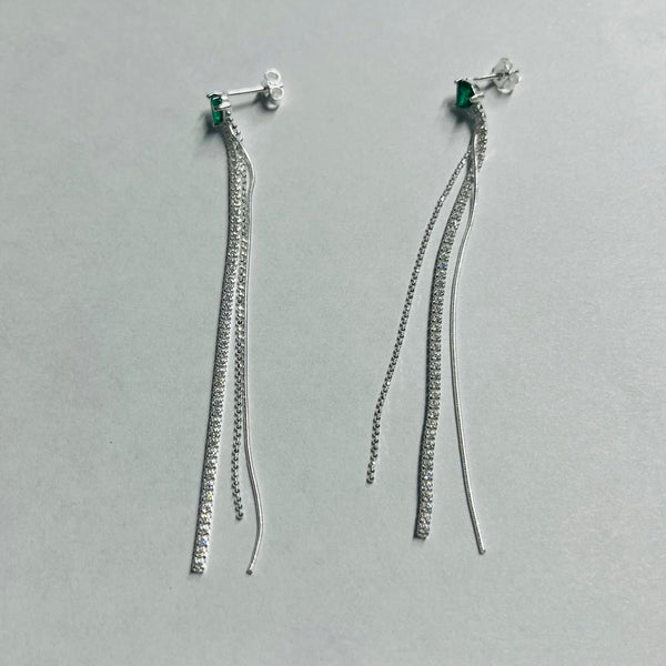 A6753 ARETE CORAZON CUELGA TRES TEJIDOS