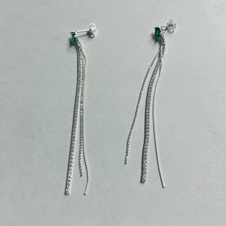 A6753 ARETE CORAZON CUELGA TRES TEJIDOS