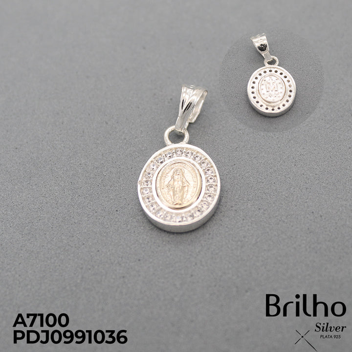 CDJ0784A DIJE VIRGEN MILAGROSA  ORO PLATA