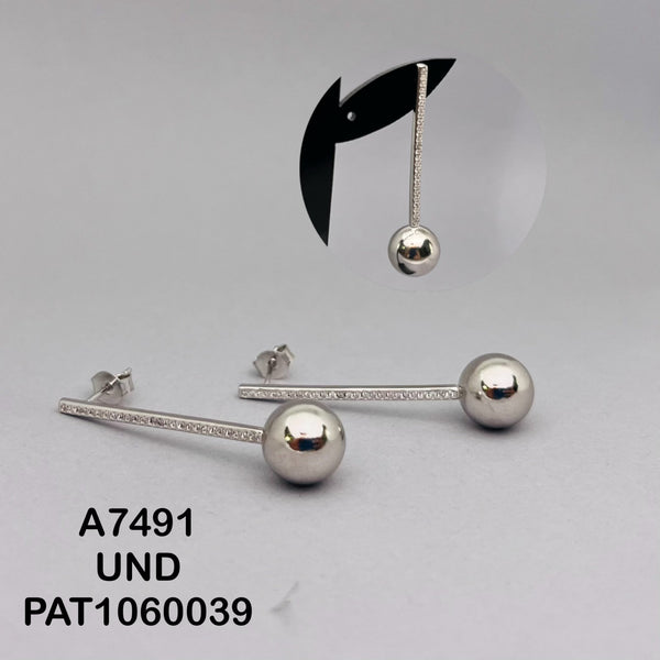 A7491 ARETE PALO MICROCRICON  CUELGA  BOLA LISA