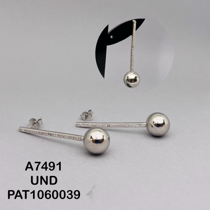 A7491 ARETE PALO MICROCRICON  CUELGA  BOLA LISA