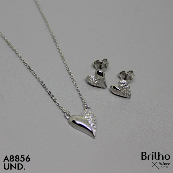 T1N220 JUEGO CORAZîN MICROCIRCONES RODIO