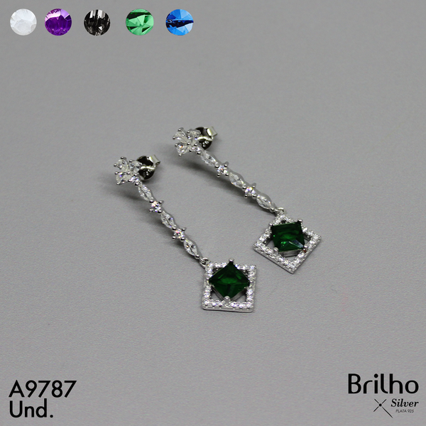 T24N312 ARETE LARGO ROMBO MICROCIRCONES RODIO