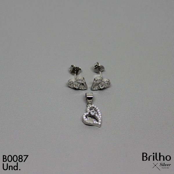 T1N081 JUEGO CORAZON RODIO  MICROCIRCON