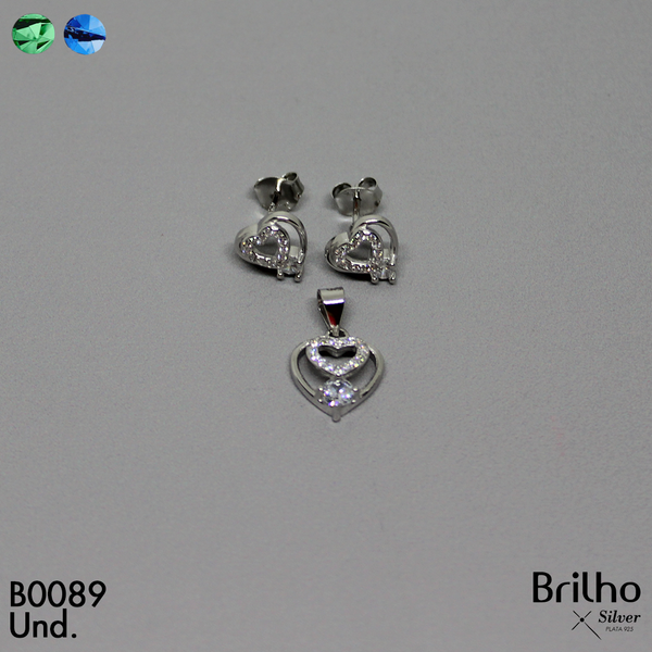 T1N090 JUEGO CORAZON RODIO  MICROCIRCON