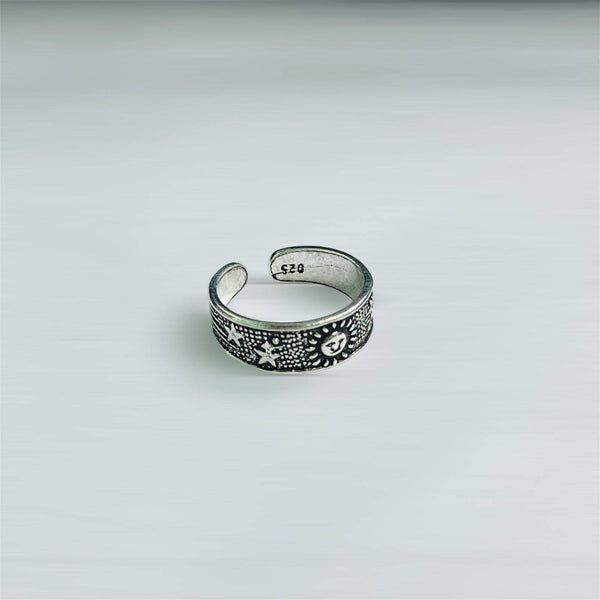 CAN0010 ANILLO FALANGE SOL Y ESTRELLAS ENVEJECIDO