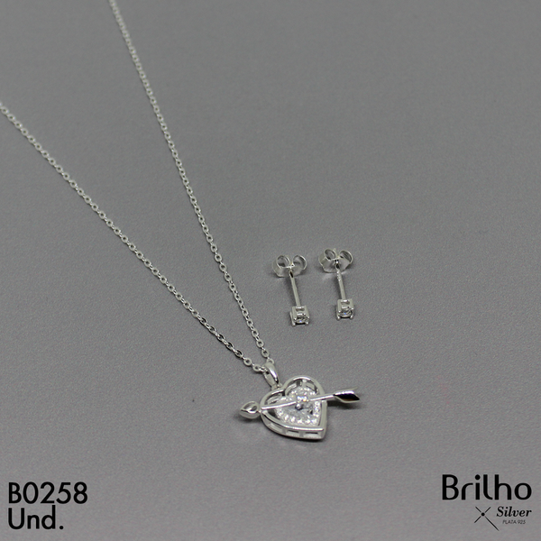 T6N20 JUEGO CORAZON CON FLECHA MICROCIRCON