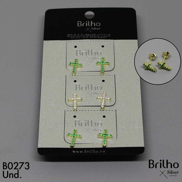 T3N257  TOPO CRUZ MICROCIRCON ORO PLATA