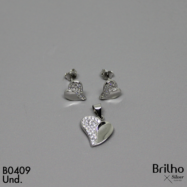 T1N264 JUEGO CORAZON MICROCIRCON RODIO