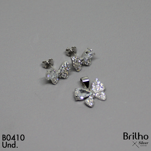 T1N266 JUEGO MARIPOSA MICROCIRCON RODIO