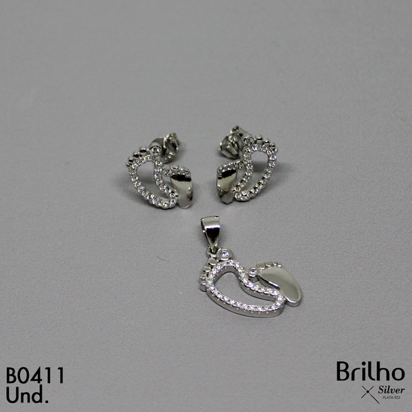 T1N268 JUEGO HUELLA MICROCIRCON RODIO