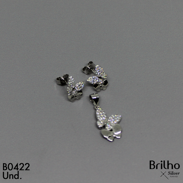 T1N281 JUEGO MARIPOSA MICROCIRCON RODIO