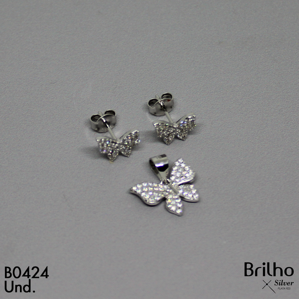 T1N284 JUEGO MARIPOSA MICROCIRCON RODIO