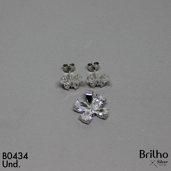 T1N030 JUEGO MARIPOSA CIRCON OVALADO RODIO