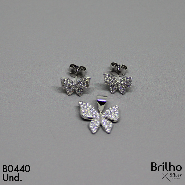 T1N191 JUEGO MARIPOSA MICROCIRCON RODIO