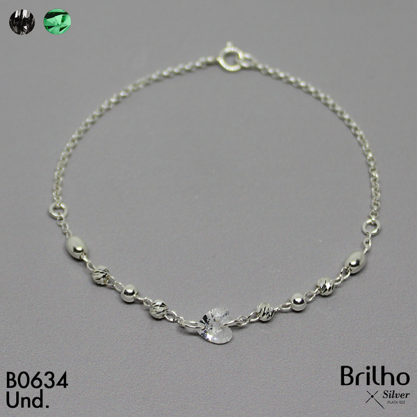 T8N278 PULSERA CORAZîN Y BALINES DIAMANTADOS