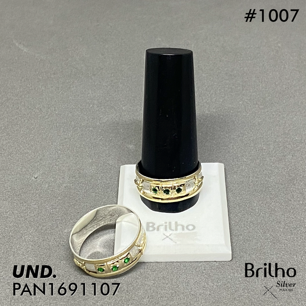 CAN1007-7/2 TALLA 7/2 ANILLO CRISTO PIEDRAS VERDES