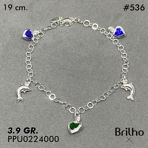 T8N401 PULSERA CORAZîN CIRCON Y DIJE DELFIN