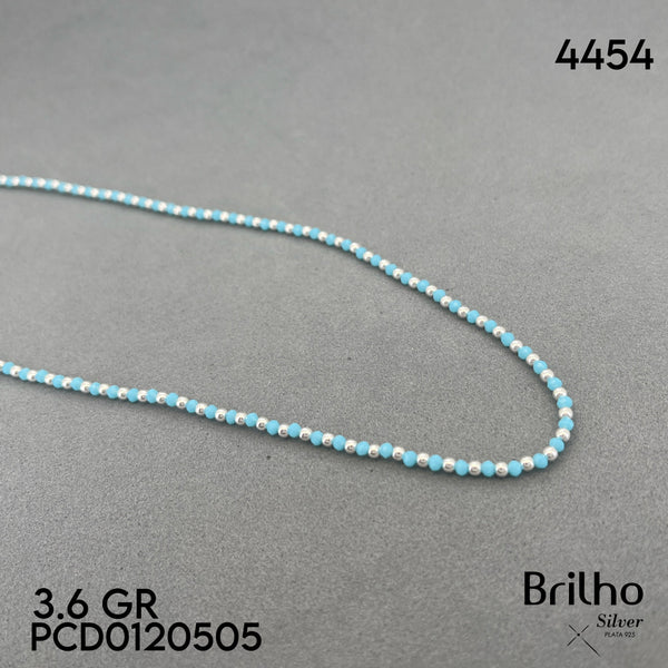 A6057 CADENA BALINES Y CRISTAL AZUL CLARO